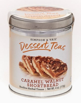 Simpson & Vail Caramel Walnut Shortbread Rooibos Tea 4 oz Tin - Caffeine Free