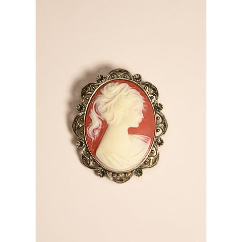 1928 Boutique Antiquities Couture OVAL CAMEO PIN BROOCH