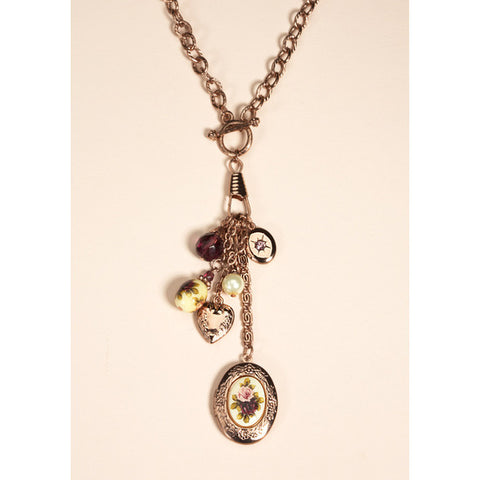 1928 Boutique Antiquities Couture CAMEO CLUSTER LOCKET NECKLACE