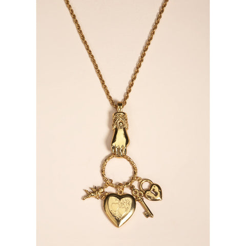 1928 Boutique Antiquities Couture HEART CHARM LOCKET NECKLACE