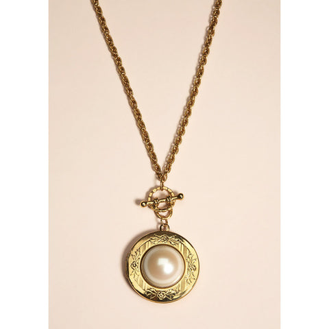 1928 Boutique Antiquities Couture PEARL LOCKET NECKLACE