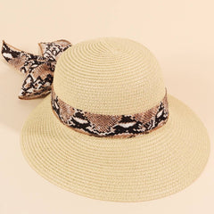 Verita Lane Python Pattern Scarf Edge Straw Hat