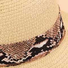 Verita Lane Python Pattern Scarf Edge Straw Hat
